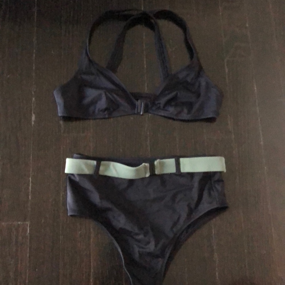 Solid and Striped high waisted bikini